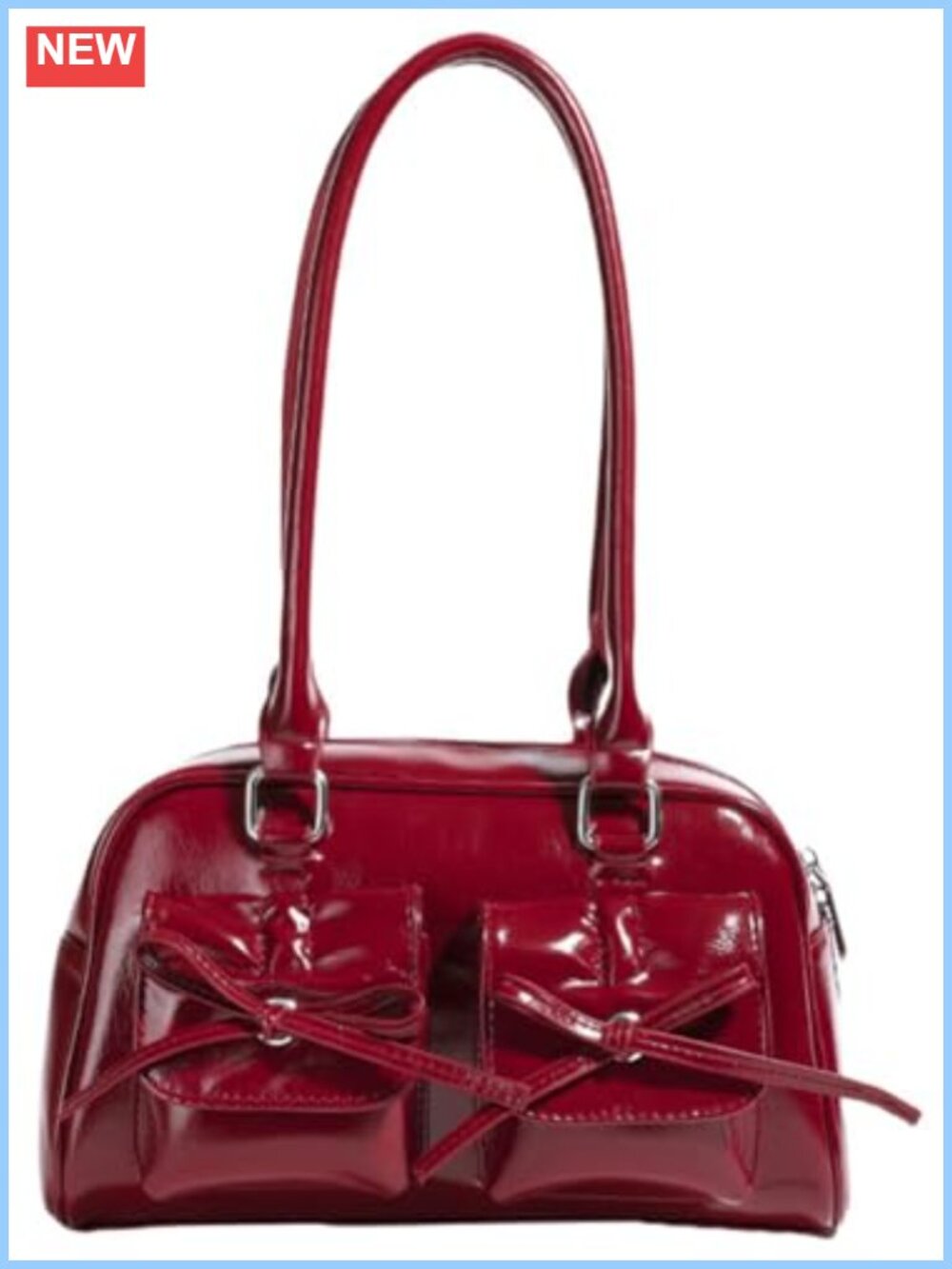 Vintage Bow Shoulder Bag Faux Leather Drawstring Crossbody Purse